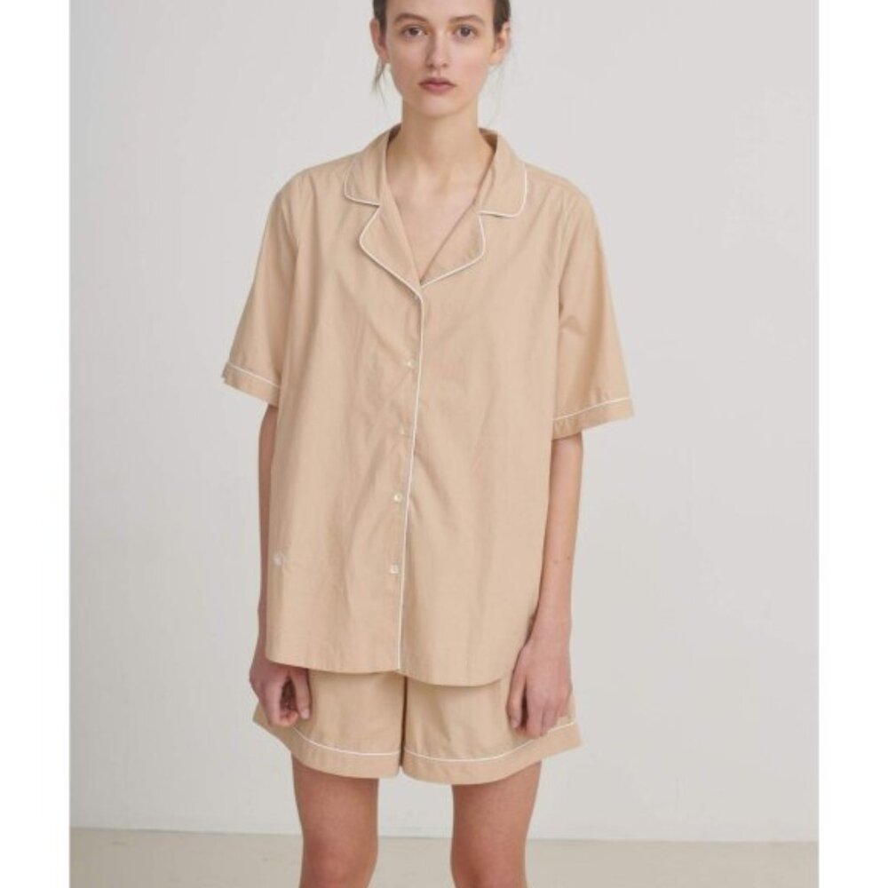 Skall Studio Skall Summer Pajamas Top Dark Sand Tunic Night Shirt S 36